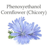 Phenoxyethanol is a is an antimicrobial preservative derived from natural sources – grapefruit, green tea and chicory (cornflower).